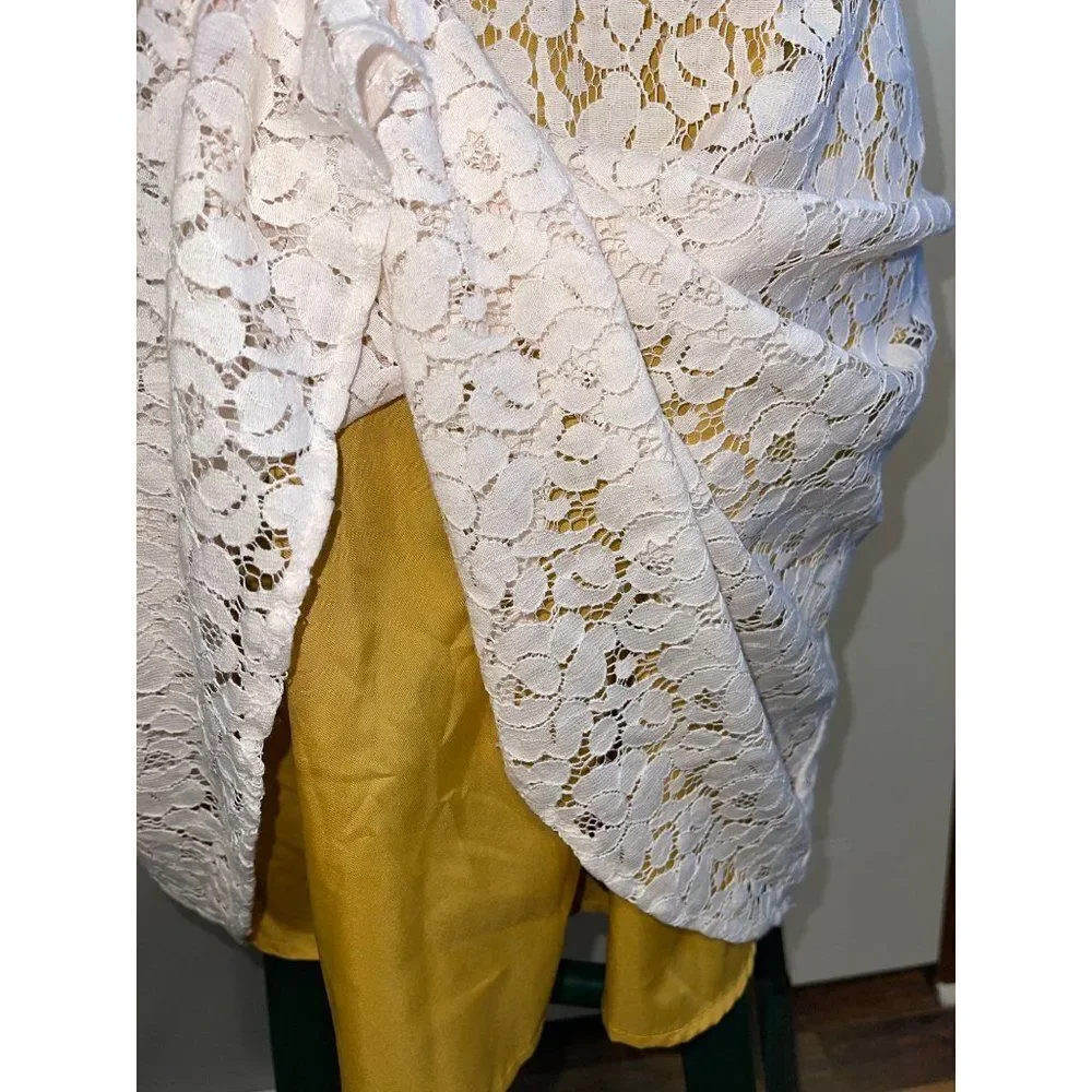 I Heart Ronson Cream Sleeveless Tank‎ Dress With Gold Lining - Size 8